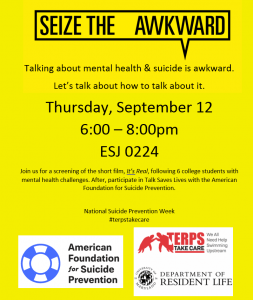seize the awkward suicide prevention 9/12, 6-8pm, ESJ 0224
